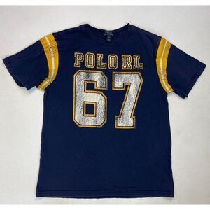 Polo Ralph Lauren 67 Graphic T-Shirt Boys Size Large 14-16 Blue Short Sleeve